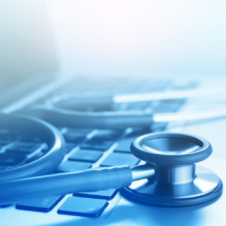 stethoscope and keyboard